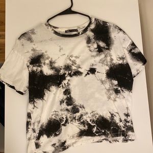 Zara black and white tie dye tshirt